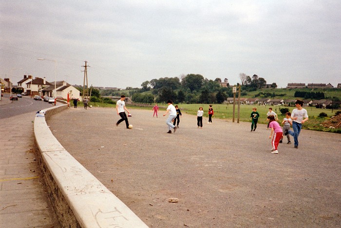 Playing football in Mell car park 1990 01